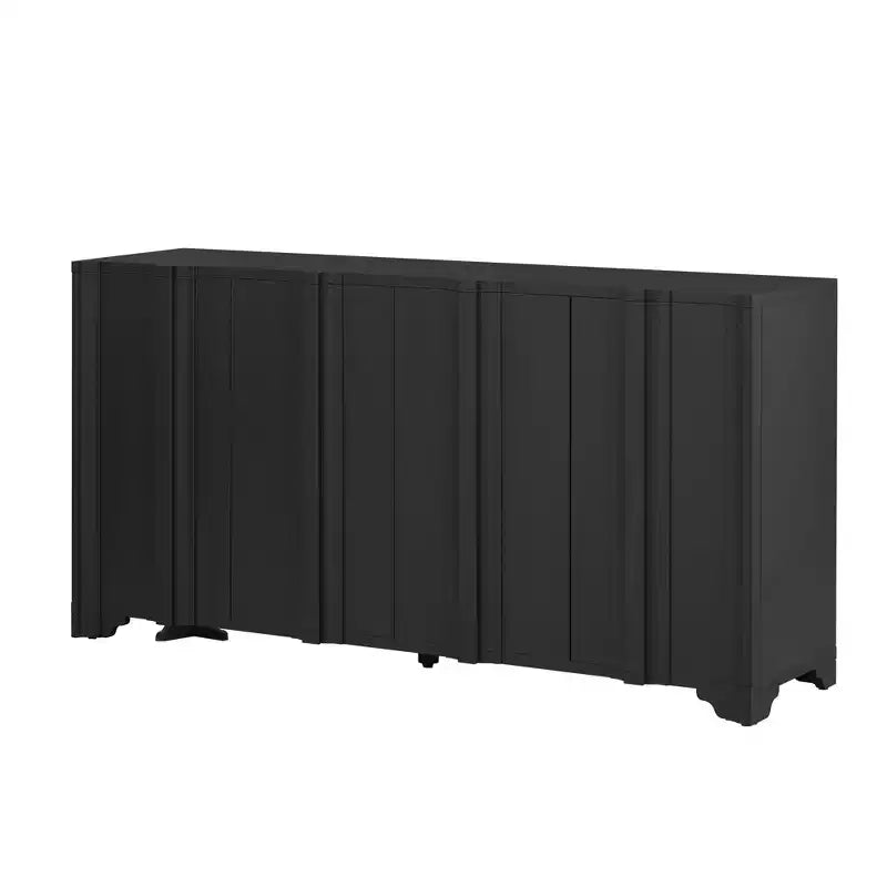 Buffet sophistiqué, meuble de rangement avec 4 portes linéaires complexes, meuble de bar à café pour salle à manger, salon, entrée