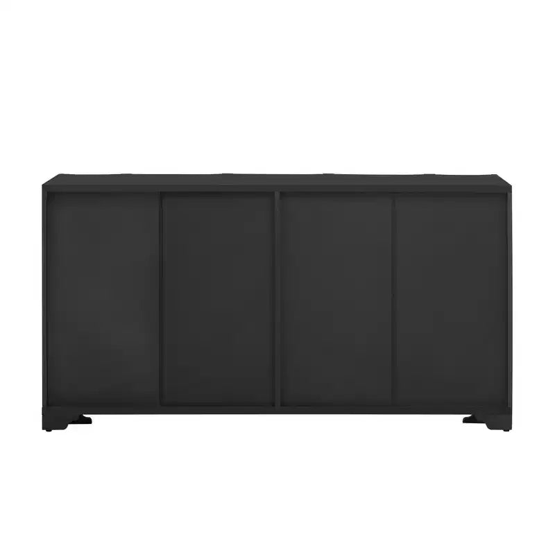Buffet sophistiqué, meuble de rangement avec 4 portes linéaires complexes, meuble de bar à café pour salle à manger, salon, entrée