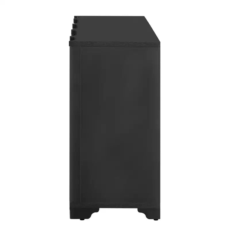 Buffet sophistiqué, meuble de rangement avec 4 portes linéaires complexes, meuble de bar à café pour salle à manger, salon, entrée