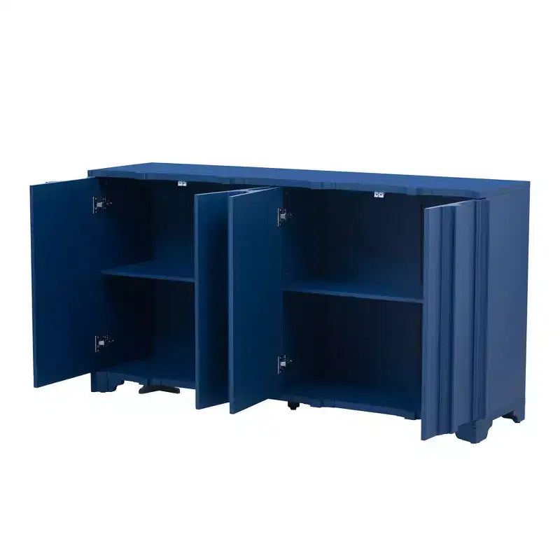 Buffet sophistiqué, meuble de rangement avec 4 portes linéaires complexes, meuble de bar à café pour salle à manger, salon, entrée
