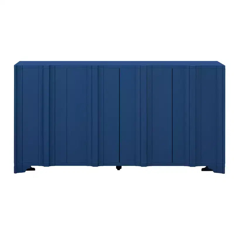 Buffet sophistiqué, meuble de rangement avec 4 portes linéaires complexes, meuble de bar à café pour salle à manger, salon, entrée