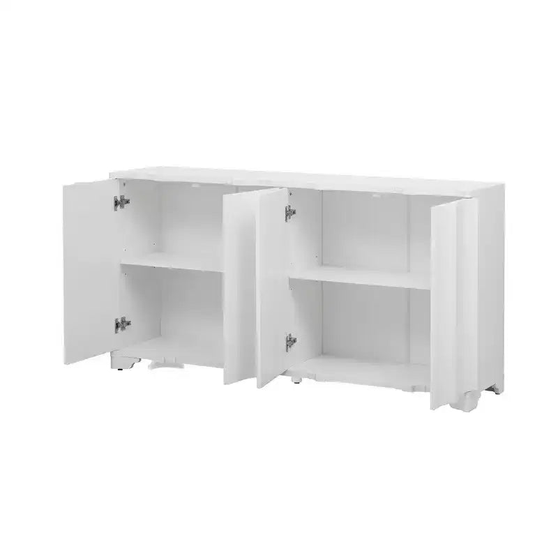 Buffet sophistiqué, meuble de rangement avec 4 portes linéaires complexes, meuble de bar à café pour salle à manger, salon, entrée