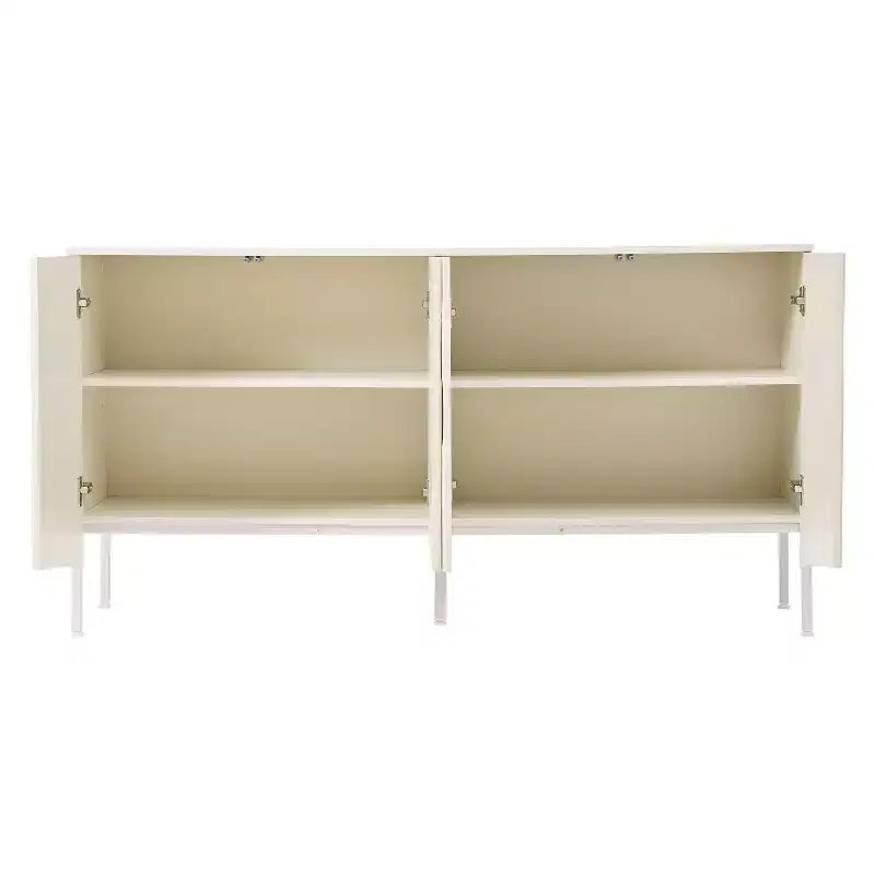 Buffet sophistiqué, meuble de rangement avec 4 portes linéaires complexes, meuble de bar à café pour salle à manger, salon, entrée