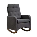 Upholstered Rocking Chair, Fabric Comfy Accent Armchair Chair with Rubber Wood Legs, High Backrest and Side Pocket for Living Room