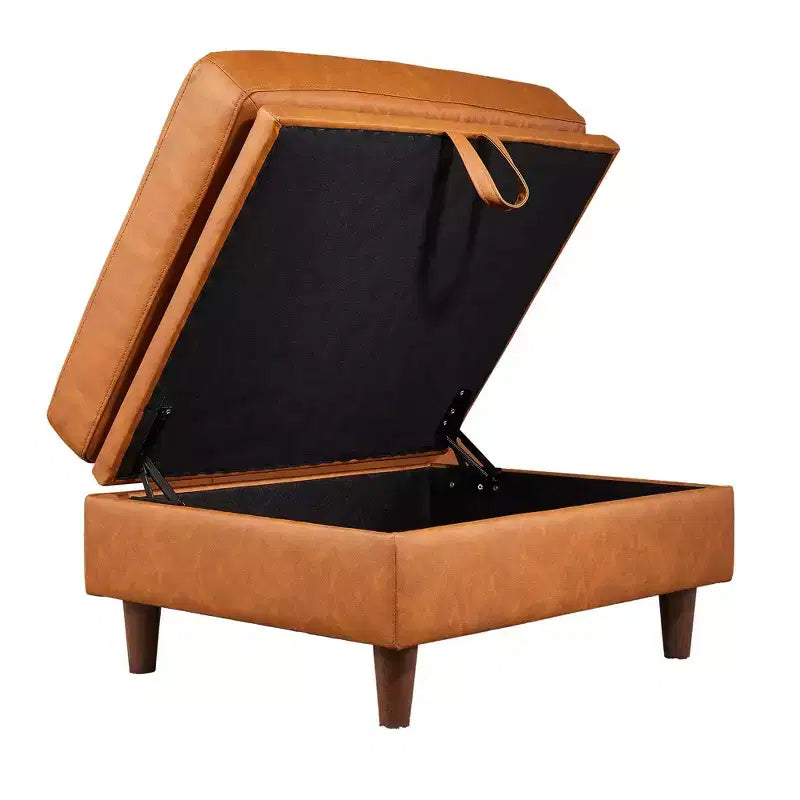 GustoWave Storage Ottoman Module for Living Room, Square Ottoman Module for Sectional Sleeper Sofa, Brown