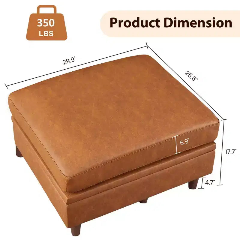 Module de rangement ottomane pour salon, module ottoman carré pour canapé-lit sectionnel, marron
