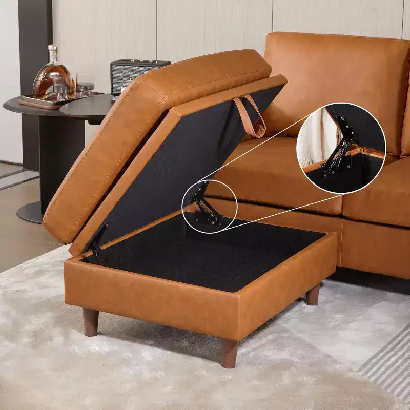 Module de rangement ottomane pour salon, module ottoman carré pour canapé-lit sectionnel, marron
