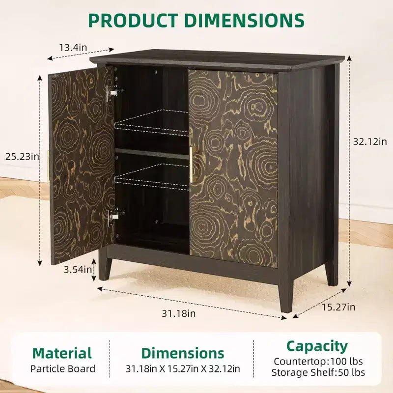 Buffet de cuisine, meuble bar à café de 81 cm avec étagère réglable, meuble de rangement pour salon, entrée