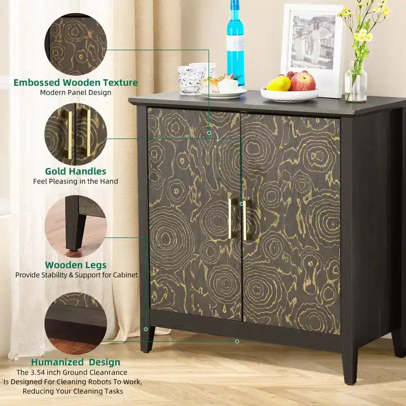 Buffet de cuisine, meuble bar à café de 81 cm avec étagère réglable, meuble de rangement pour salon, entrée
