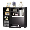 VEVOR Desktop Bookshelf, 3-Tier Desktop Storage Organizer, 37 x 10 x 31.1 Office Storage Rack Wood Display Shelf, Desktop Bookshelf Hutch, Black