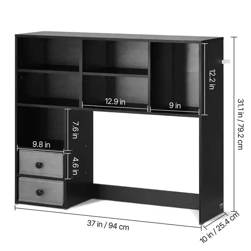 Étagère de bureau, organisateur de rangement de bureau à 3 niveaux, étagère de rangement de bureau en bois de 37 x 10 x 31,1 cm, étagère de bureau, noir