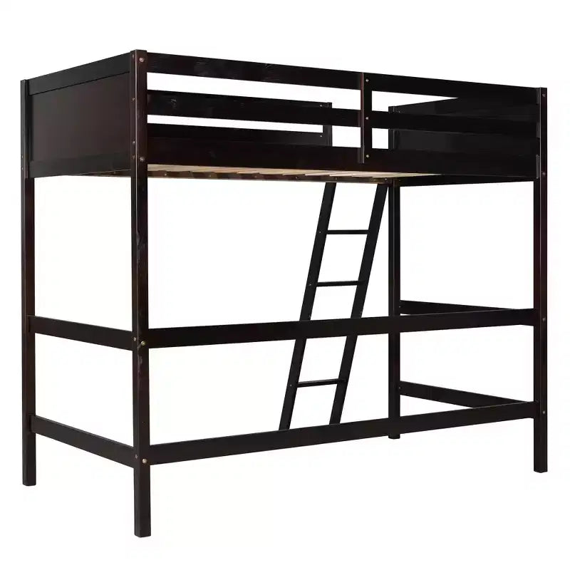 Lit mezzanine simple avec échelle, cadre de lit mezzanine en bois pour enfants, adolescents et adultes