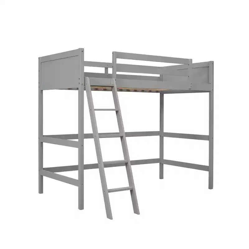 Lit mezzanine simple avec échelle, cadre de lit mezzanine en bois pour enfants, adolescents et adultes