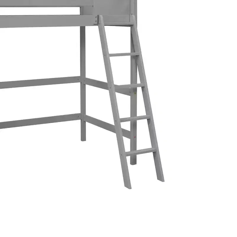 Lit mezzanine simple avec échelle, cadre de lit mezzanine en bois pour enfants, adolescents et adultes