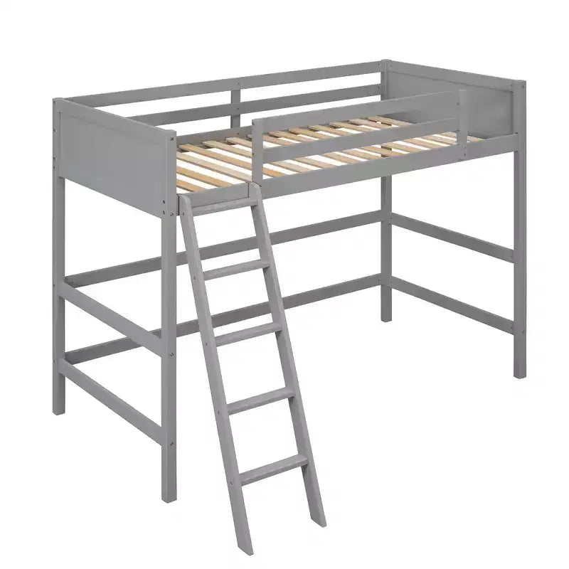 Lit mezzanine simple avec échelle, cadre de lit mezzanine en bois pour enfants, adolescents et adultes