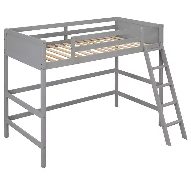 Lit mezzanine simple avec échelle, cadre de lit mezzanine en bois pour enfants, adolescents et adultes
