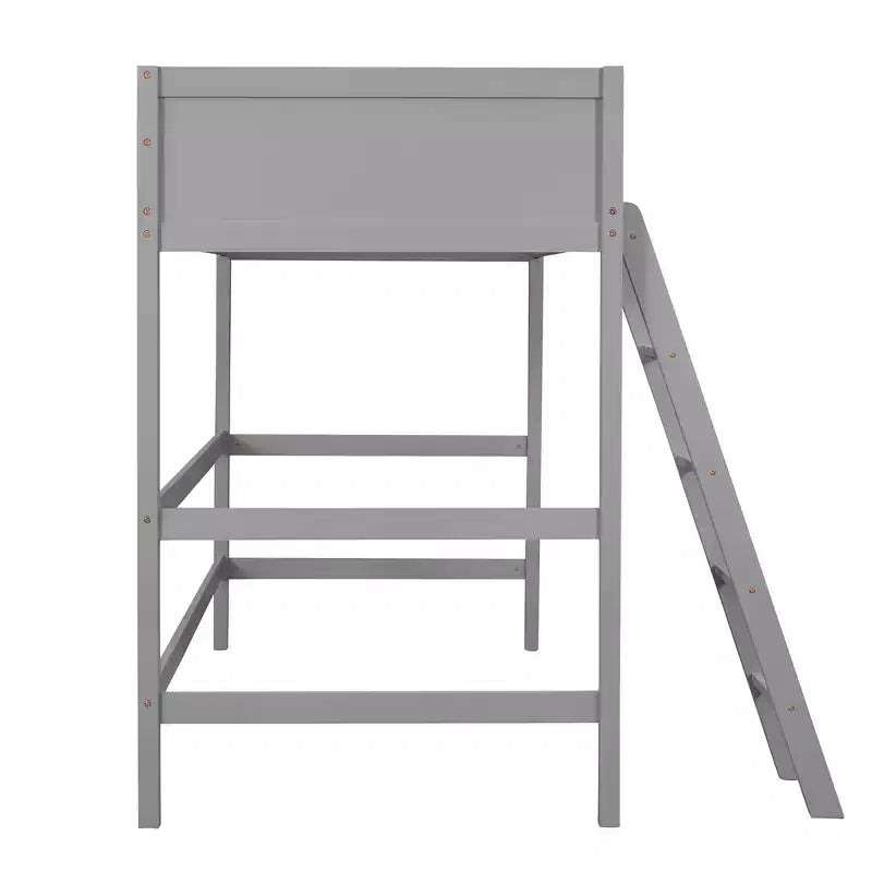 Lit mezzanine simple avec échelle, cadre de lit mezzanine en bois pour enfants, adolescents et adultes