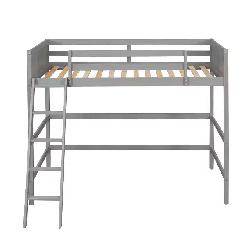 Lit mezzanine simple avec échelle, cadre de lit mezzanine en bois pour enfants, adolescents et adultes