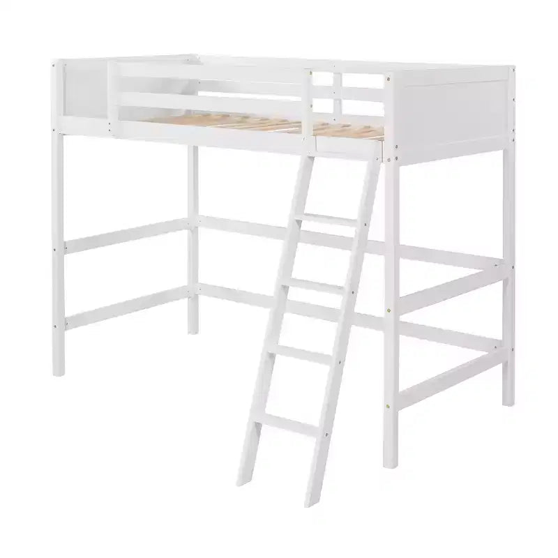 Lit mezzanine simple avec échelle, cadre de lit mezzanine en bois pour enfants, adolescents et adultes