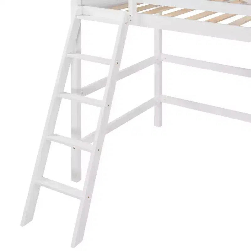 Lit mezzanine simple avec échelle, cadre de lit mezzanine en bois pour enfants, adolescents et adultes
