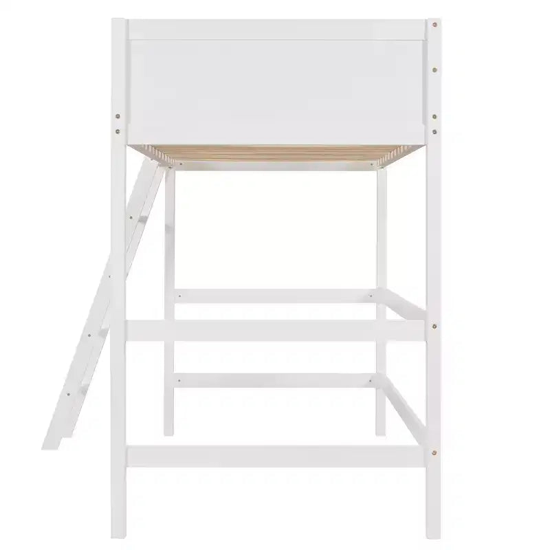 Lit mezzanine simple avec échelle, cadre de lit mezzanine en bois pour enfants, adolescents et adultes
