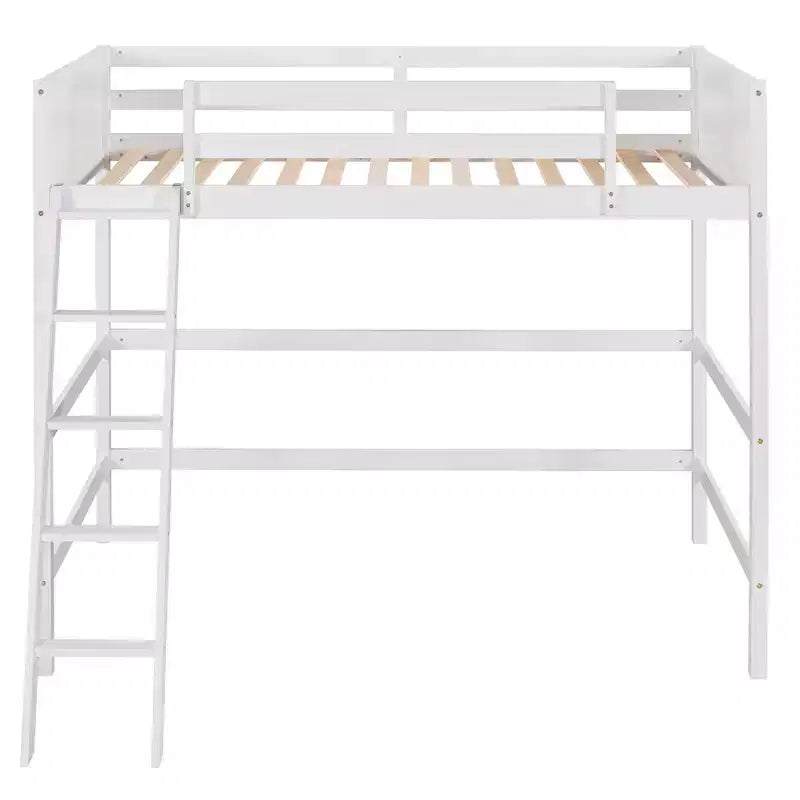 Lit mezzanine simple avec échelle, cadre de lit mezzanine en bois pour enfants, adolescents et adultes