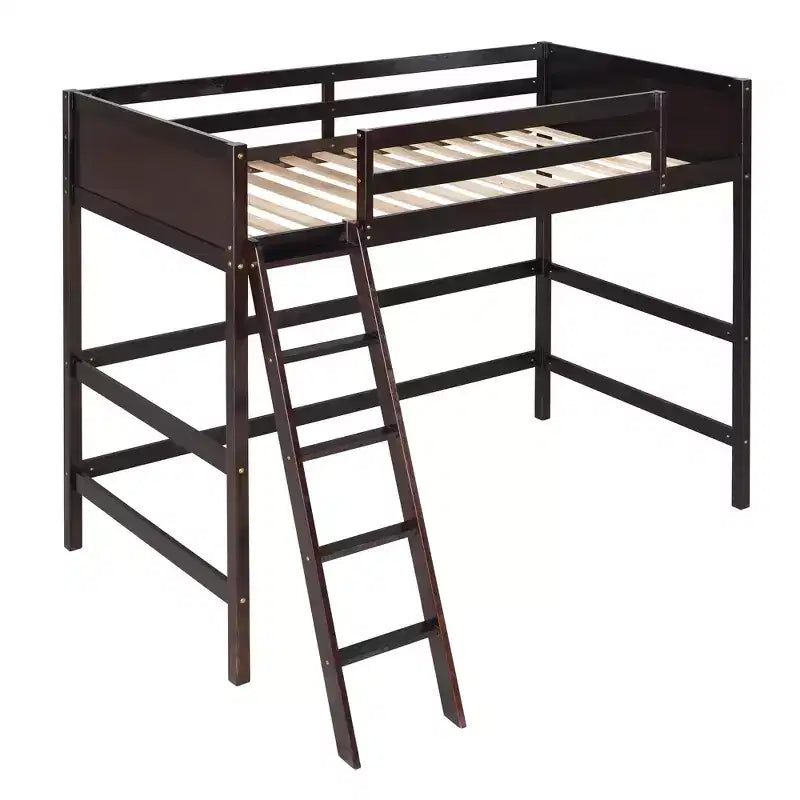 Lit mezzanine simple avec échelle, cadre de lit mezzanine en bois pour enfants, adolescents et adultes