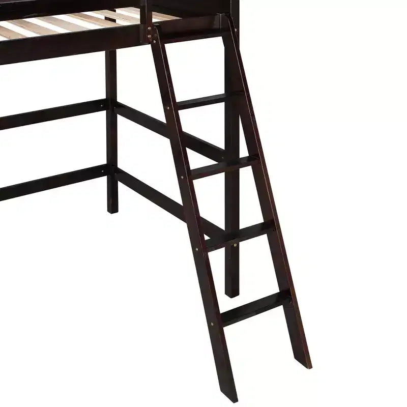 Lit mezzanine simple avec échelle, cadre de lit mezzanine en bois pour enfants, adolescents et adultes