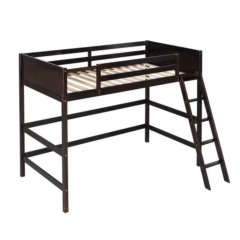 Lit mezzanine simple avec échelle, cadre de lit mezzanine en bois pour enfants, adolescents et adultes