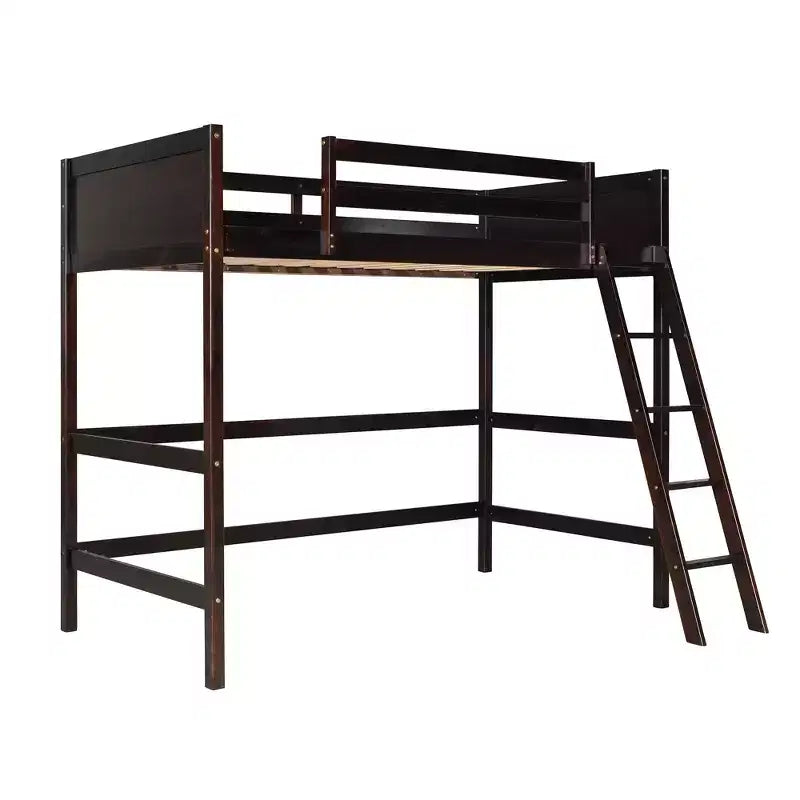Lit mezzanine simple avec échelle, cadre de lit mezzanine en bois pour enfants, adolescents et adultes