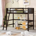 Twin Size Loft Bed with Ladder, Wooden Loft Bed Frame for Kids Teens Adults