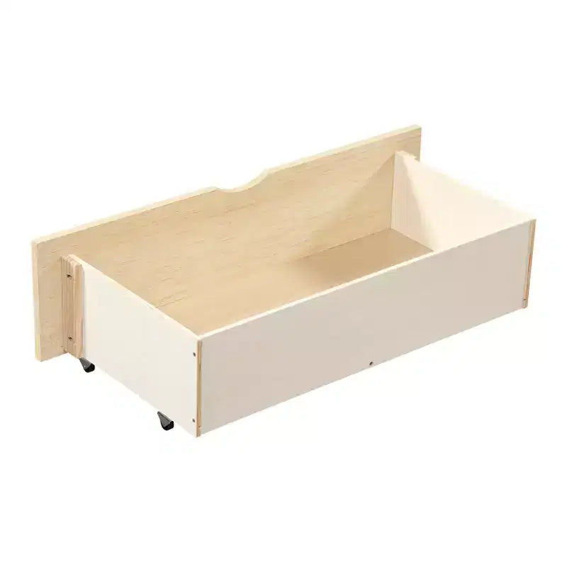 Lit superposé Bradley Modern en bois, deux places superposées et un lit double en bas, avec tiroirs de rangement