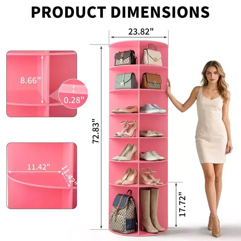 Étagère à chaussures WPC rotative à 360° à 7 niveaux, hauteur 72,4