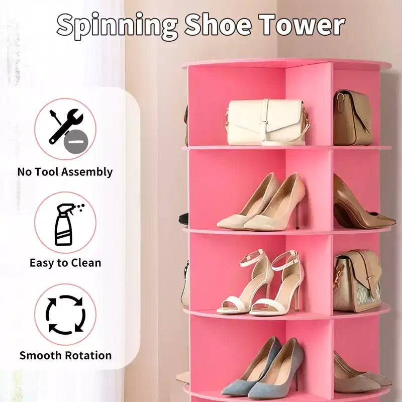 Étagère à chaussures WPC rotative à 360° à 7 niveaux, hauteur 72,4