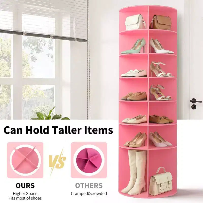 Étagère à chaussures WPC rotative à 360° à 7 niveaux, hauteur 72,4