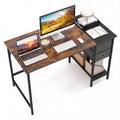 Costway 48'' Home Office Desk w/ Storage Headphone Hook Shelf & 2 Drawers Laptop Desk