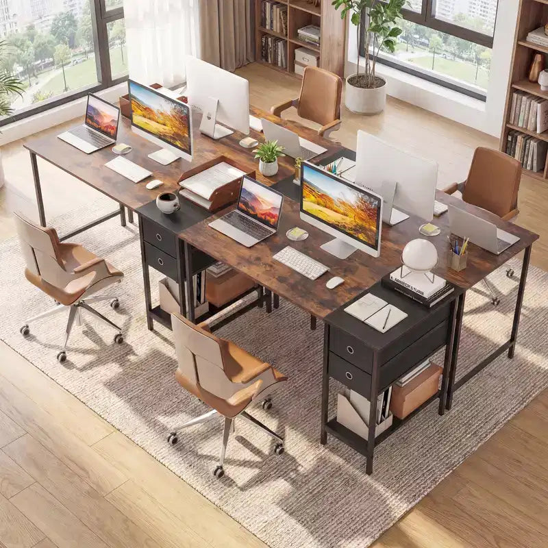 Bureau d'ordinateur 122 cm avec rangement, crochet pour casque, étagère et 2 tiroirs