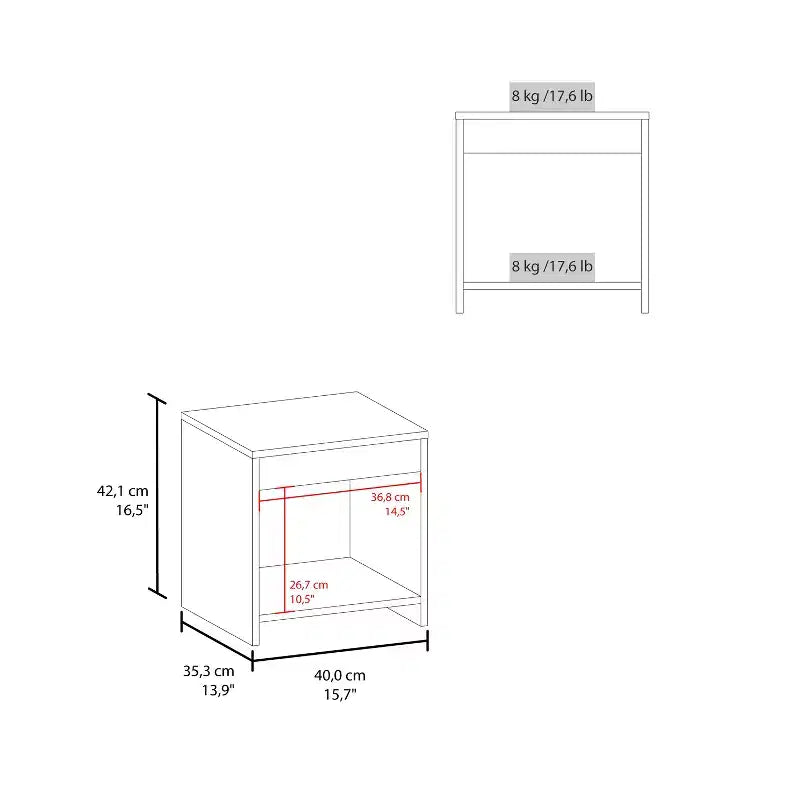 Avec son design épuré et moderne, cette table de chevet minimaliste Chroma 16.5 haute avec étagère ouverte offre un rangement pratique et une structure robuste.
