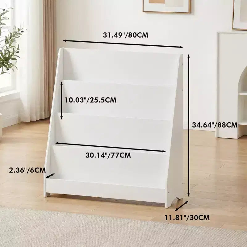 Étagère de rangement 4 niveaux pour enfants, organisateur de jouets et de livres pour tout-petits, pour chambre à coucher, salle de jeux, salle de classe, blanc