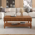 JVNOXK 47.24 Vintage Brown Lift Top Coffee Table, Tool-Free Assembly Solid Wood with Fluted Details & Solid Roman Legs, Classic Lift-Top Desk