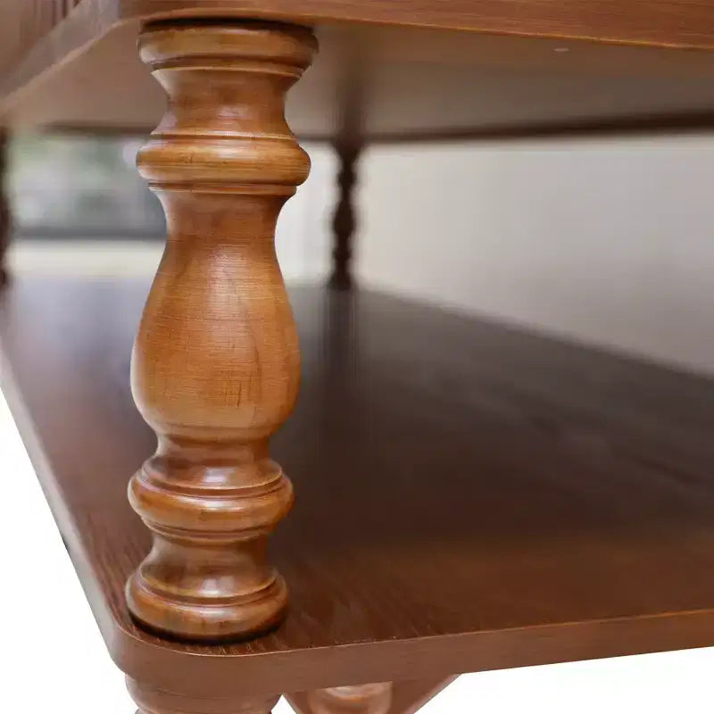 47.24 Table Basse Marron Vintage à Plateau Relevable, Bois Massif, Assemblage sans Outils, Détails Cannelés et Pieds Romains Massifs, Bureau Classique à Plateau Relevable