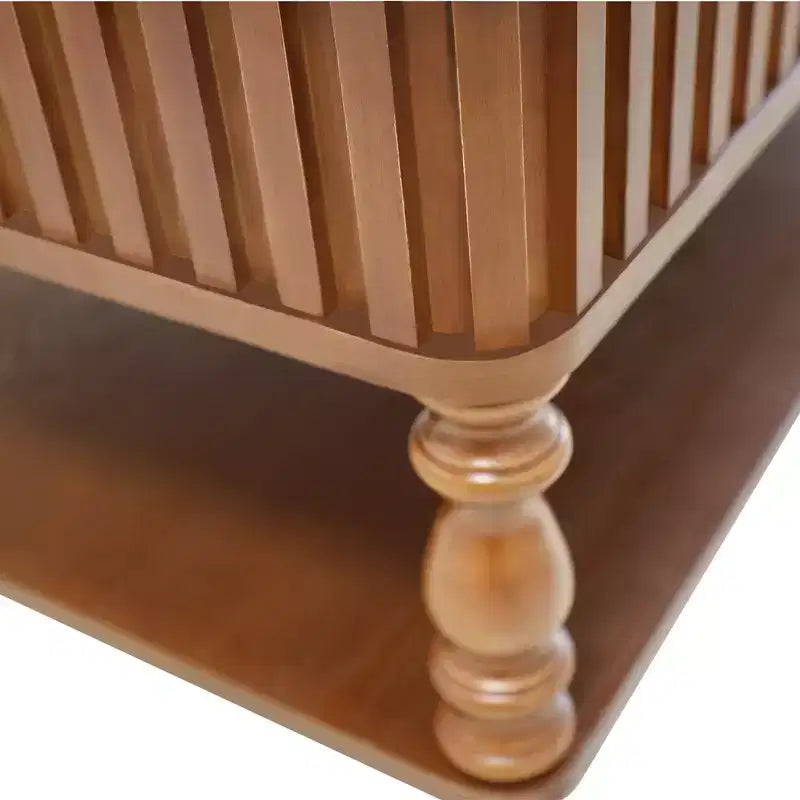47.24 Table Basse Marron Vintage à Plateau Relevable, Bois Massif, Assemblage sans Outils, Détails Cannelés et Pieds Romains Massifs, Bureau Classique à Plateau Relevable