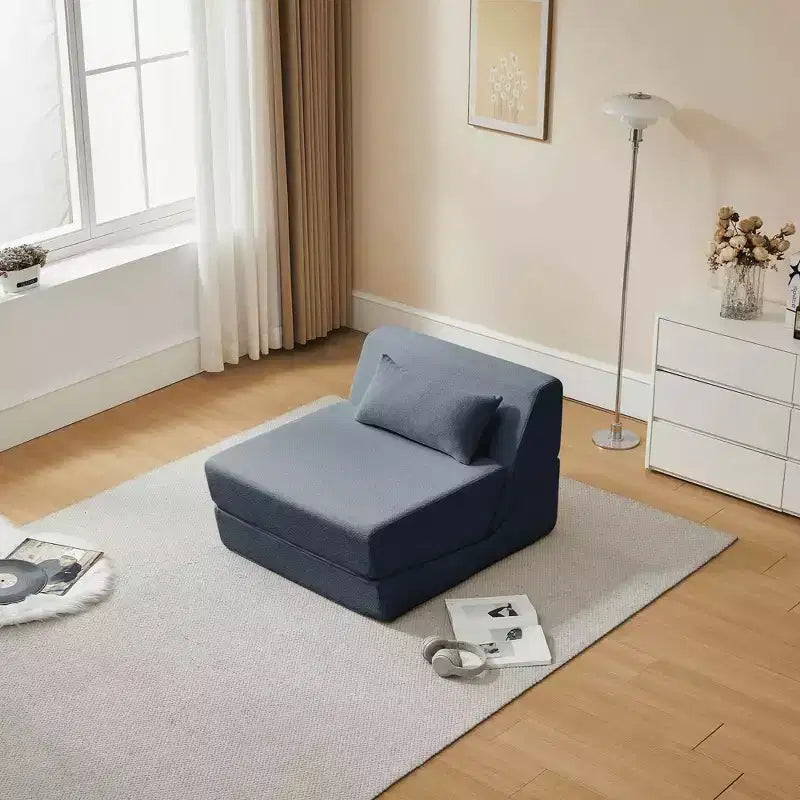 Fauteuil-lit convertible 2-en-1 en tissu de laine d'alpaga, canapé-lit peu encombrant pour petits espaces, salon, dortoir, appartement