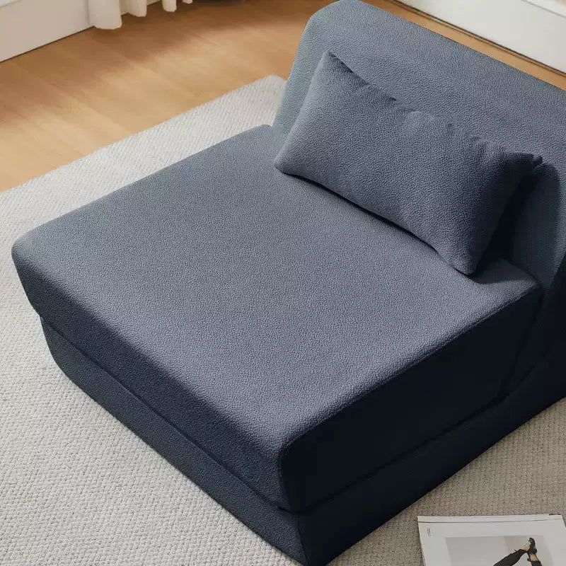 Fauteuil-lit convertible 2-en-1 en tissu de laine d'alpaga, canapé-lit peu encombrant pour petits espaces, salon, dortoir, appartement