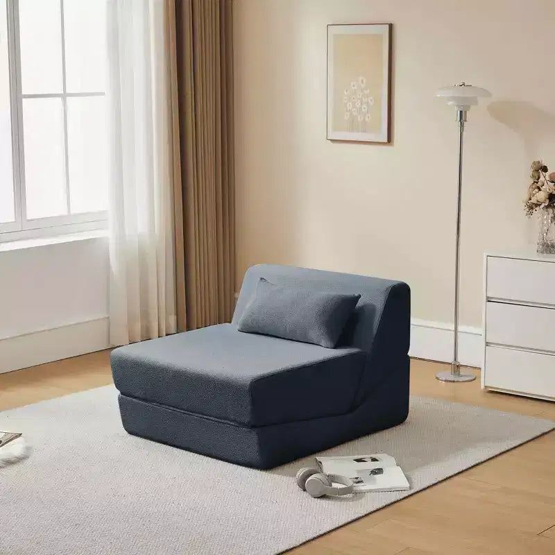 Fauteuil-lit convertible 2-en-1 en tissu de laine d'alpaga, canapé-lit peu encombrant pour petits espaces, salon, dortoir, appartement