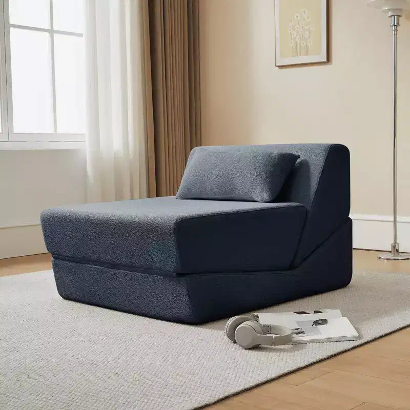 Fauteuil-lit convertible 2-en-1 en tissu de laine d'alpaga, canapé-lit peu encombrant pour petits espaces, salon, dortoir, appartement