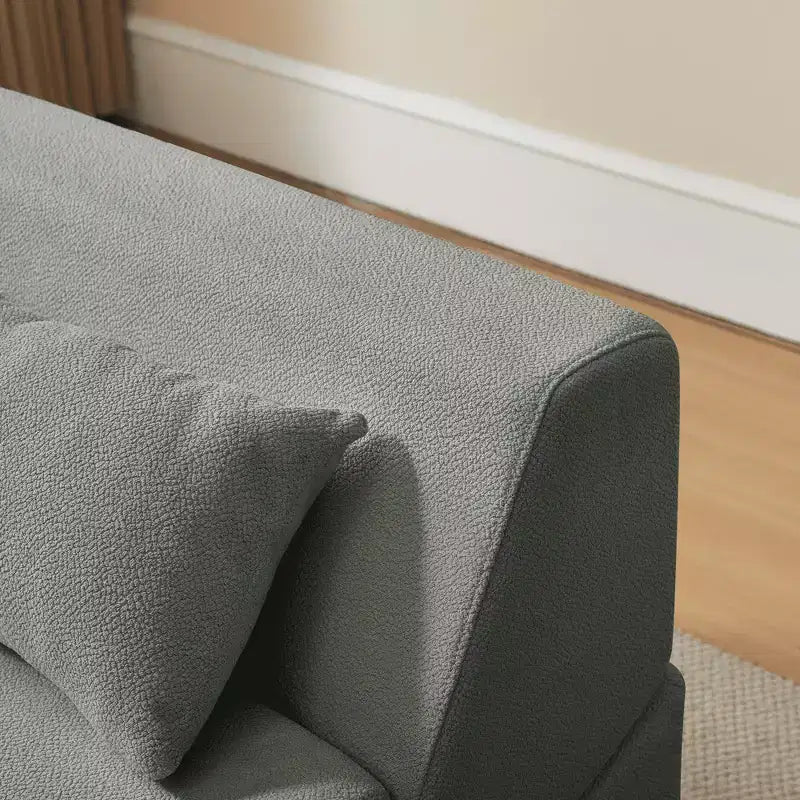 Fauteuil-lit convertible 2-en-1 en tissu de laine d'alpaga, canapé-lit peu encombrant pour petits espaces, salon, dortoir, appartement