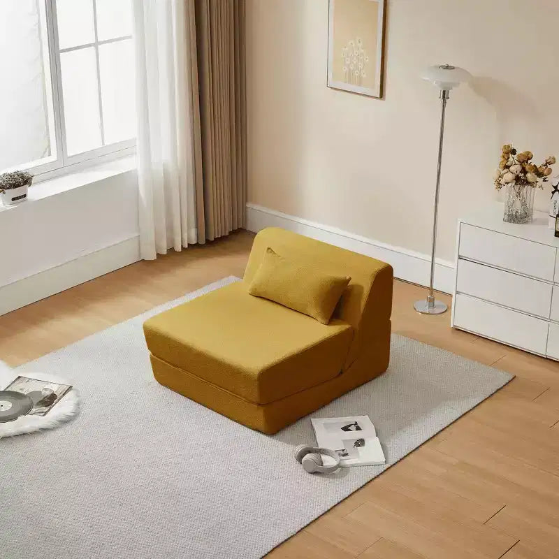Fauteuil-lit convertible 2-en-1 en tissu de laine d'alpaga, canapé-lit peu encombrant pour petits espaces, salon, dortoir, appartement
