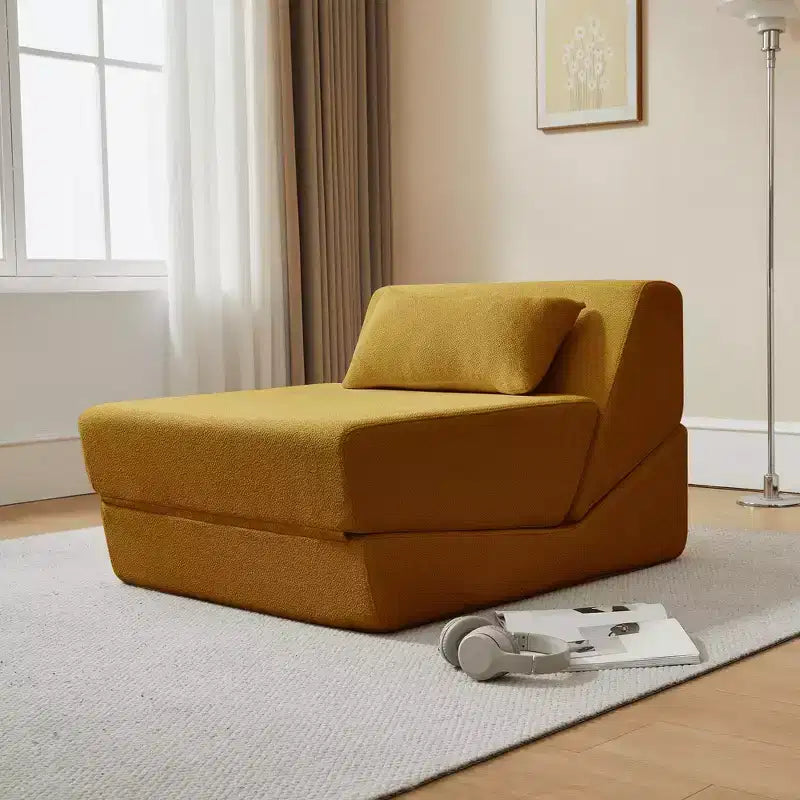 Fauteuil-lit convertible 2-en-1 en tissu de laine d'alpaga, canapé-lit peu encombrant pour petits espaces, salon, dortoir, appartement