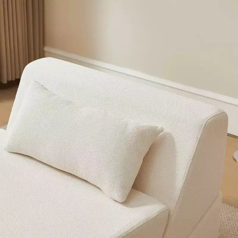 Fauteuil-lit convertible 2-en-1 en tissu de laine d'alpaga, canapé-lit peu encombrant pour petits espaces, salon, dortoir, appartement